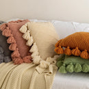 Axyaa Boho Style Cushion Cover 45x45cm Ivory Green Pink Tassles