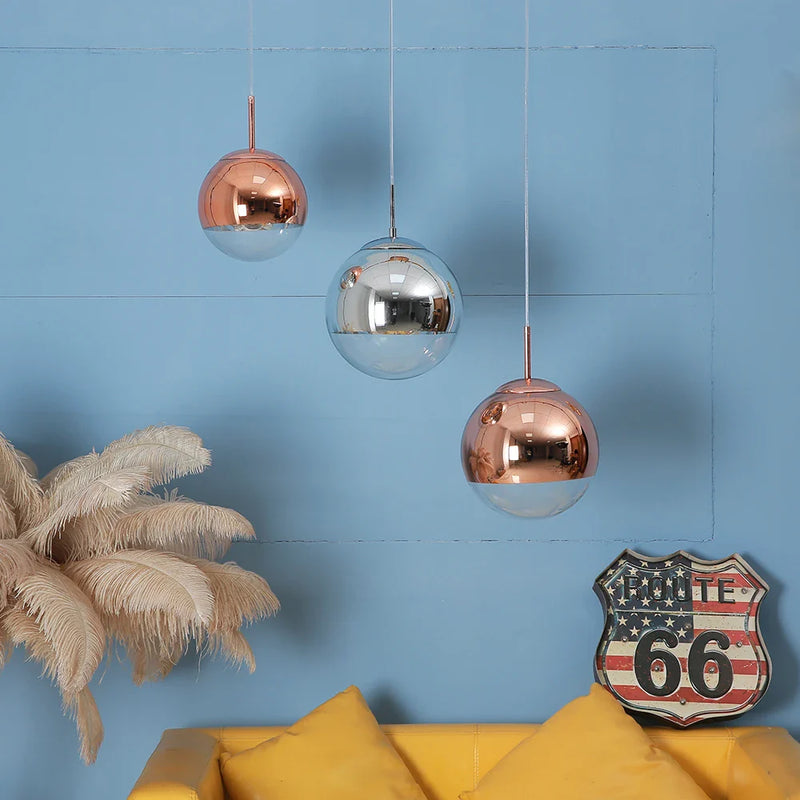 Axyaa Gold Glass Ball LED Pendant Light - Modern Design for Home Décor