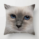 Axyaa Cat Face Print Throw Pillow Cover for Home Sofa Decor