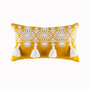 Axyaa Boho Style Mustard Yellow Embroidered Cotton Cushion Cover