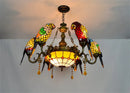 Axyaa Tiffany Style Parrot Lamp: Colorful Stained Glass Chandelier for Dining Room