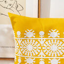 Axyaa Boho Style Mustard Yellow Embroidered Cotton Cushion Cover
