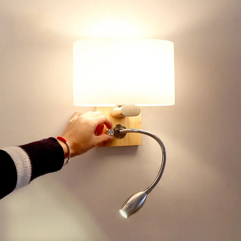 Axyaa Wood Led Wall Lamp Nordic Bedroom Lighting