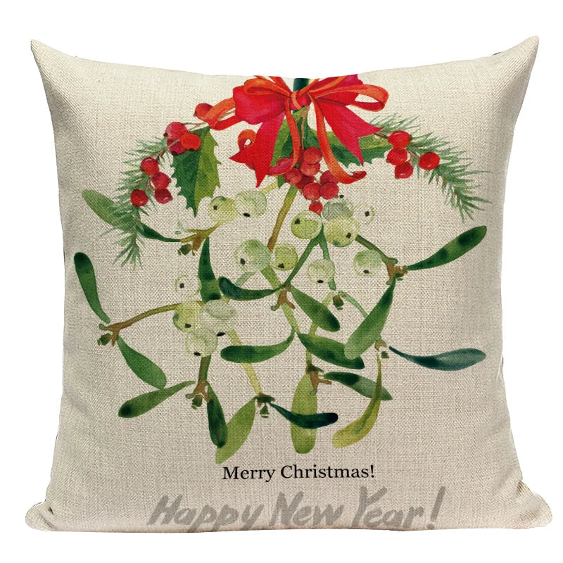 Axyaa Christmas Deer Snowman Cartoon Cushion Cover - Festive Decor Pillowcase