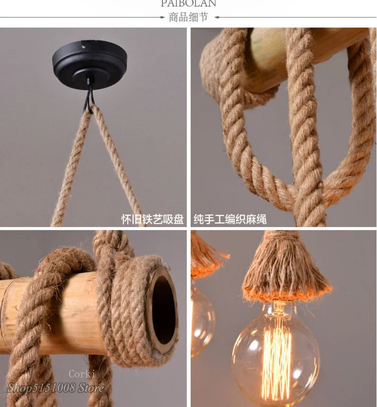 Bamboo Pendant Lights by Axyaa - Unique Loft Lighting for Kitchen and Bar Decor