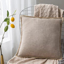 Axyaa Fringed Linen Cushion Cover - 45x45cm - Blue Grey Yellow Red Green