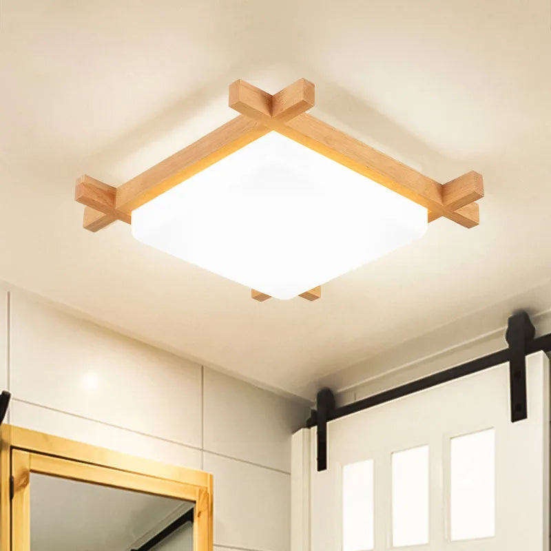 Axyaa Wood Flush Mount Ceiling Light for Living Room Bedroom