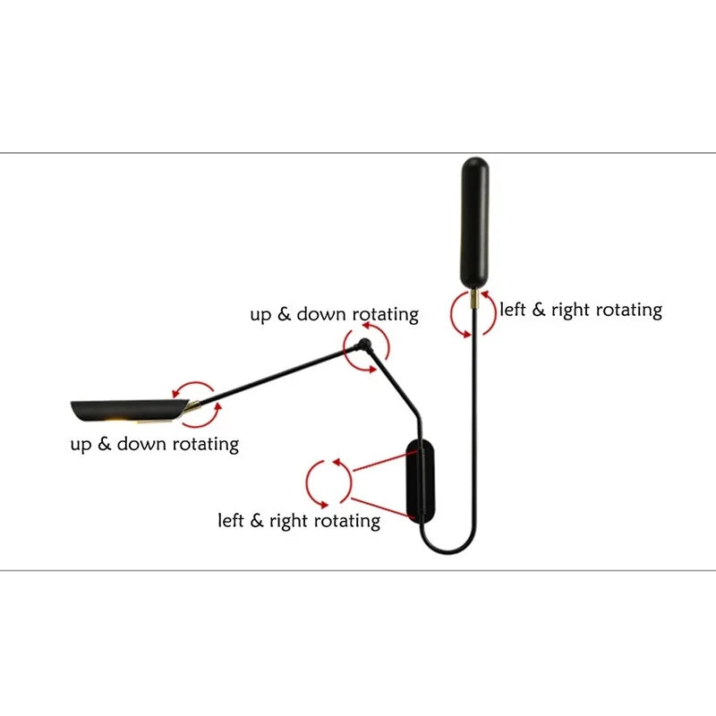 Axyaa Industrial Loft Wall Lamp | Creative Long Arm Bedside Light