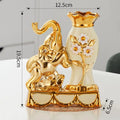 Axyaa Ceramic Golden Elephant Vase Set of 2