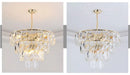 Axyaa Gold Steel Crystal Pendant Light: Luxury LED Hanging Lamp for Elegant Indoor Lighting