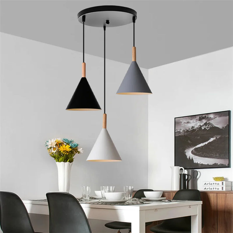 Axyaa Wood Pendant Light: Modern Nordic Dome Hanging Lamp for Home, Cafe, and Kitchen
