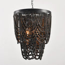Axyaa Antique Wood Beaded Black Pendant Chandelier for Foyer, Dining, Bedroom, Kitchen