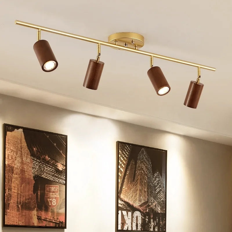 Nodic Walnut LED Track Spotlight for Modern Living Room and Clothing Store by Axyaa