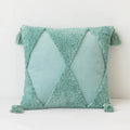 Axyaa Tufted Diamond Tassel Cushion Cover 45x45cm White Yellow Green Ambor