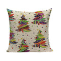 Axyaa Merry Christmas Decor Pillow Cover Set 45x45cm Linen Noel Cushion Cases