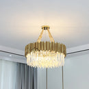 Axyaa Crystal LED Pendant Chandelier: Elegant Glass Living Room Lighting