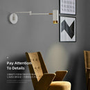 Axyaa Swing Arm Wall Light for Bedside Reading - Black/White, E27 Bulb, Eye Protection