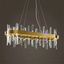Axyaa Gold LED Chandelier: Modern Crystal Dining Room Lighting