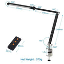 Axyaa LED Desk Lamp with Clip 8W Swing Arm Study Office Bedside Dimmable Table Light
