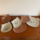 Axyaa Kawaii Bear Ceramic Bowl Plate Set for Kitchen Utensils and Tableware