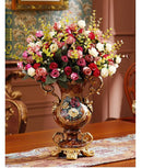 Axyaa European Resin Vase & Artificial Flower Set for Home Office Decor