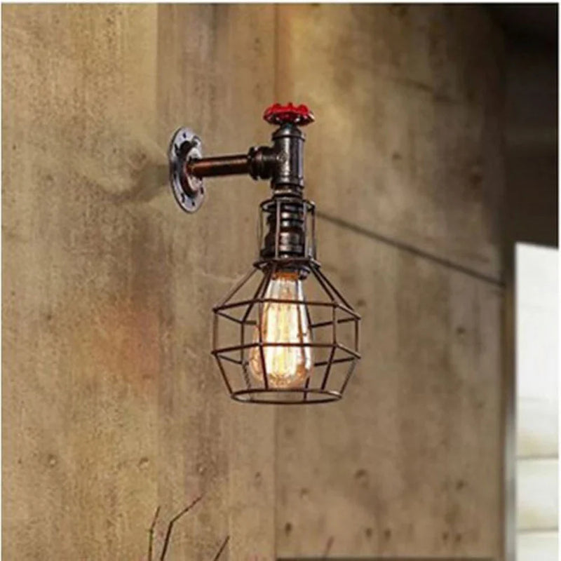 Vintage Industrial Iron Rust Wall Sconce Lamp by Axya for Living Room Bedroom