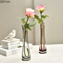 Axyaa Oblique Glass Vase for Flowers - Modern Desk Home Decor