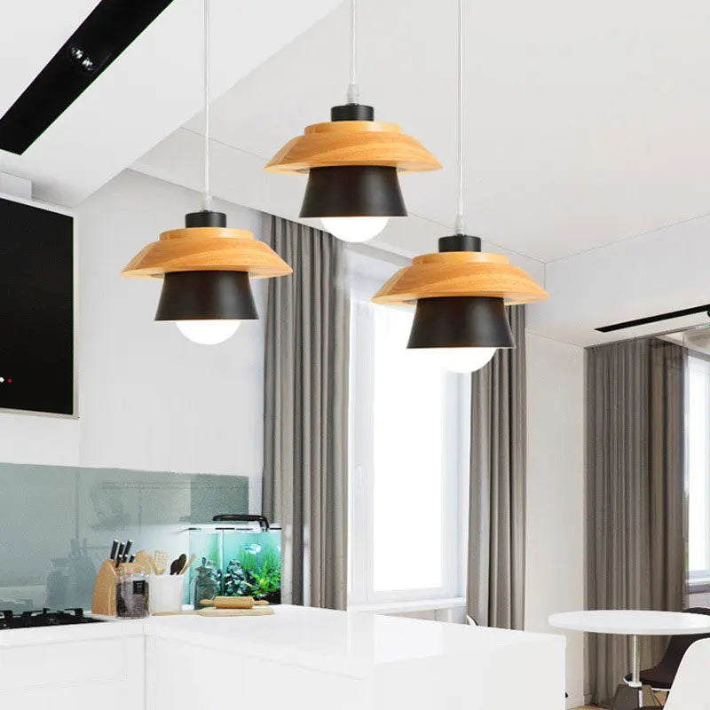 Axyaa Nordic LED Pendant Light - Modern Simplicity Iron and Wood Decoration
