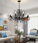 Axyaa Retro Industrial Crystal Pendant Chandelier E14 Luminaria