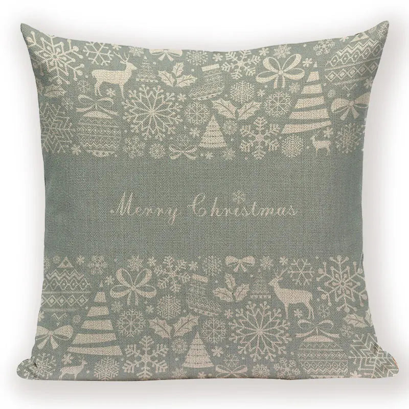 Christmas Cartoon Santa Claus Deer Pillows Covers Merry Christmas Gifts for The New Year by Axyaa