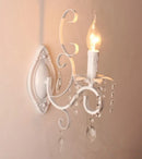 Axyaa White Wrought Iron Crystal Chandelier Ceiling Lamp, E14 Candle Lights