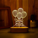 Axyaa Personalized 3D Illusion Wood Base Night Light with Name & Date