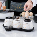 Axya Marbling Spice Jar Set - 3-Piece Kitchen Seasoning Container Suite