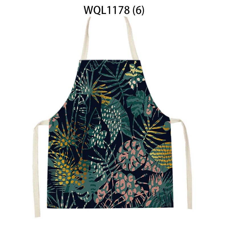 Tropical Jungle Print Kitchen Apron, Axyaa Plant Leaves Chef Bib for Kids Men Women