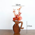 Axyaa Wooden Vase Glass Test Tube Flower Arrangement Hydroponics Home Decor