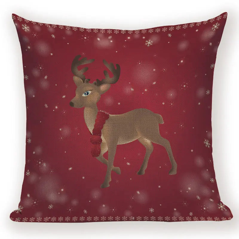 Christmas Cartoon Santa Claus Deer Pillows Covers Merry Christmas Gifts for The New Year by Axyaa