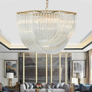 Axyaa Lustre Plate Metal LED Pendant in Gold/Chrome - Glass Round Chain Hanging Lamp