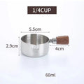 Axyaa Stainless Steel Seasoning Cup with Wooden Handle - Kitchen Sauce Dish