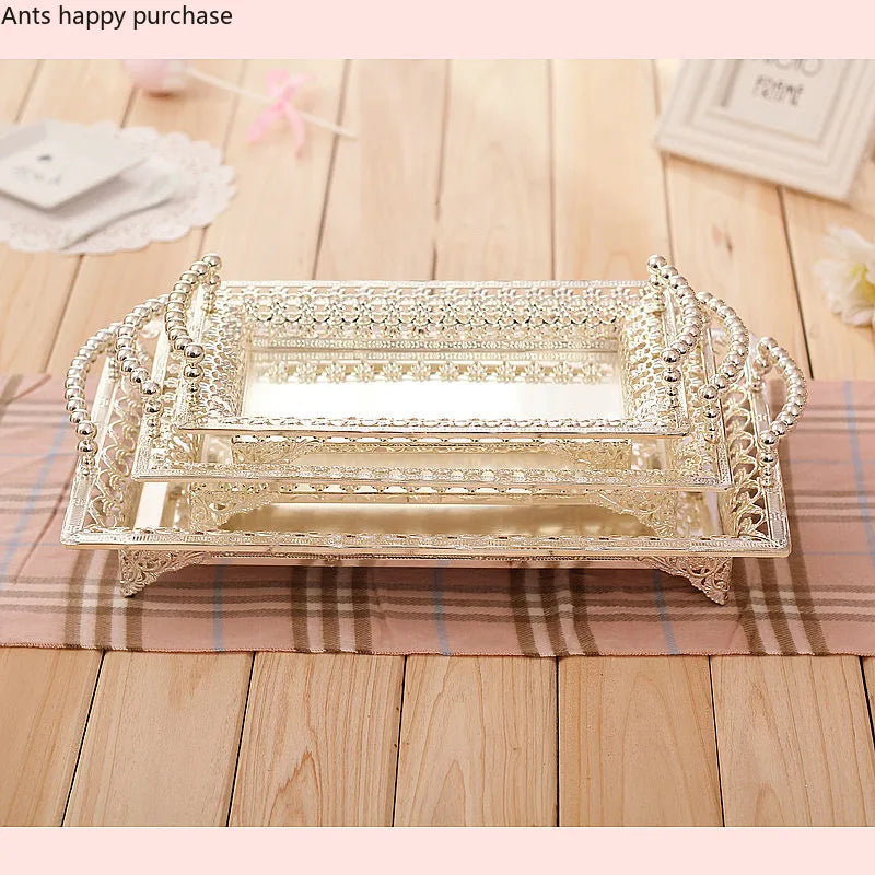 Axya Silver Plated Tray: Elegant European Style Dessert & Snack Serving Tray