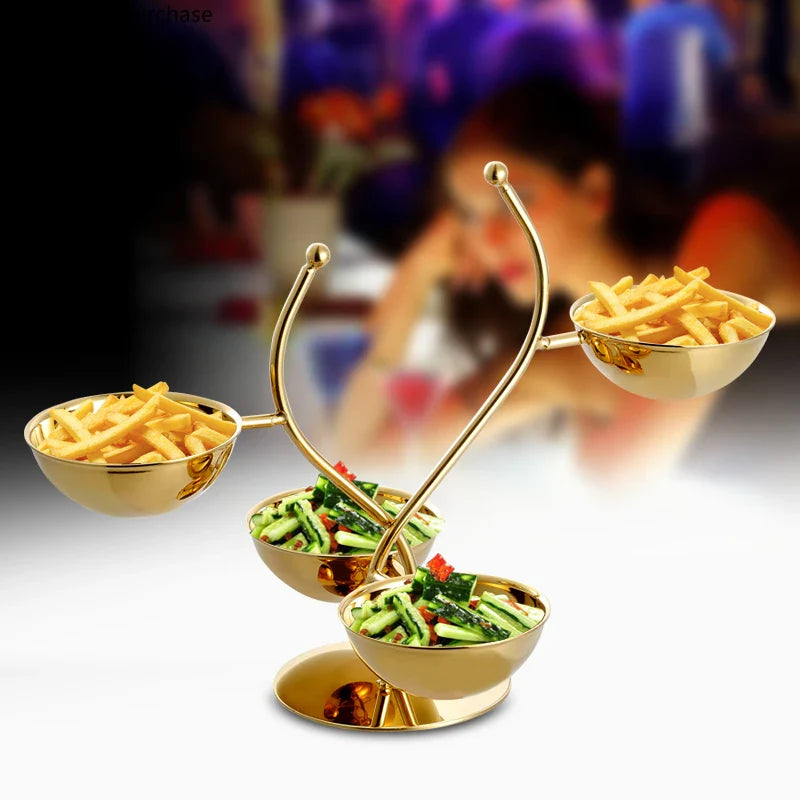 Axya Stainless Snack Tray Partition Dessert Fruit Plate Bar KTV Candy Rack