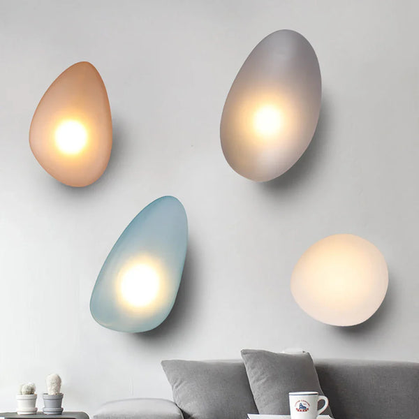 Axyaa Modern Nordic LED Wall Lamp Glass Pebble Design for Bedroom Living Room Stair Lighting