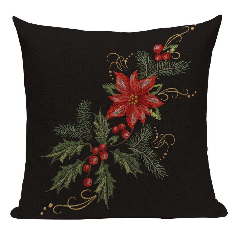 Axyaa Christmas Deer Snowman Cartoon Cushion Cover - Festive Decor Pillowcase