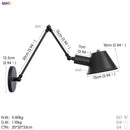 Axyaa Black Single Swing Arm Wall Light - Industrial Vintage Wall Lamp Sconce