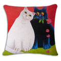 Axyaa Red Black Cat Print Cushion Cover 45X45CM for Home Decor