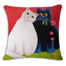 Axyaa Red Black Cat Print Cushion Cover 45X45CM for Home Decor