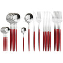 Axyaa 24-Piece Stainless Steel Cutlery Set for 6 - Black Gold Silverware