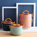 Axyaa Round Bento Box: Double Layer Lunch Container for Adults & Kids, Leak-Proof Tableware