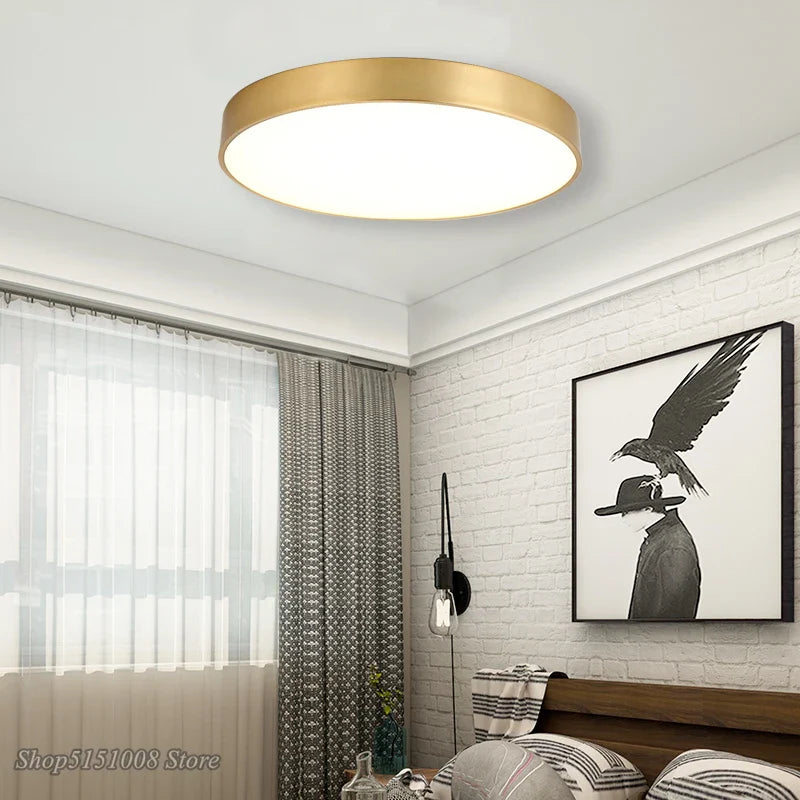 Axyaa Modern Gold Acrylic LED Ceiling Light - Ultra-thin Surface Lamp for Living Room