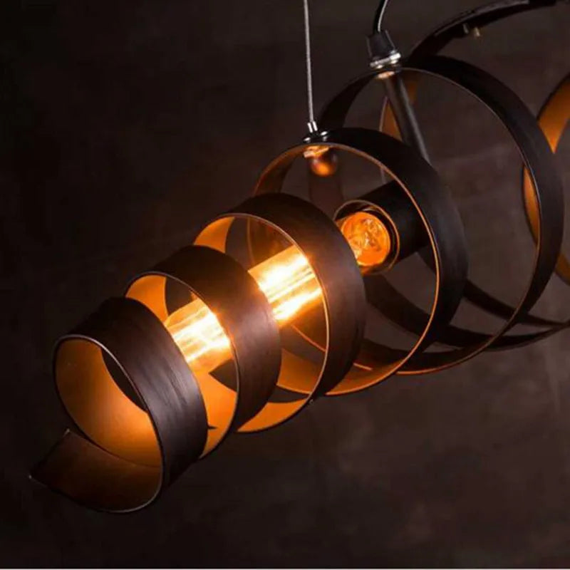 Spiral Metal Pendant Light | Retro Rustic Kitchen Ceiling Lamp | Axyaa Brand