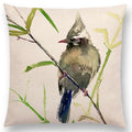 Axyaa Bird Watercolor Cotton Linen Cushion Cover- Hummingbird Goldfinch Chickadee Cardinal Kingfisher